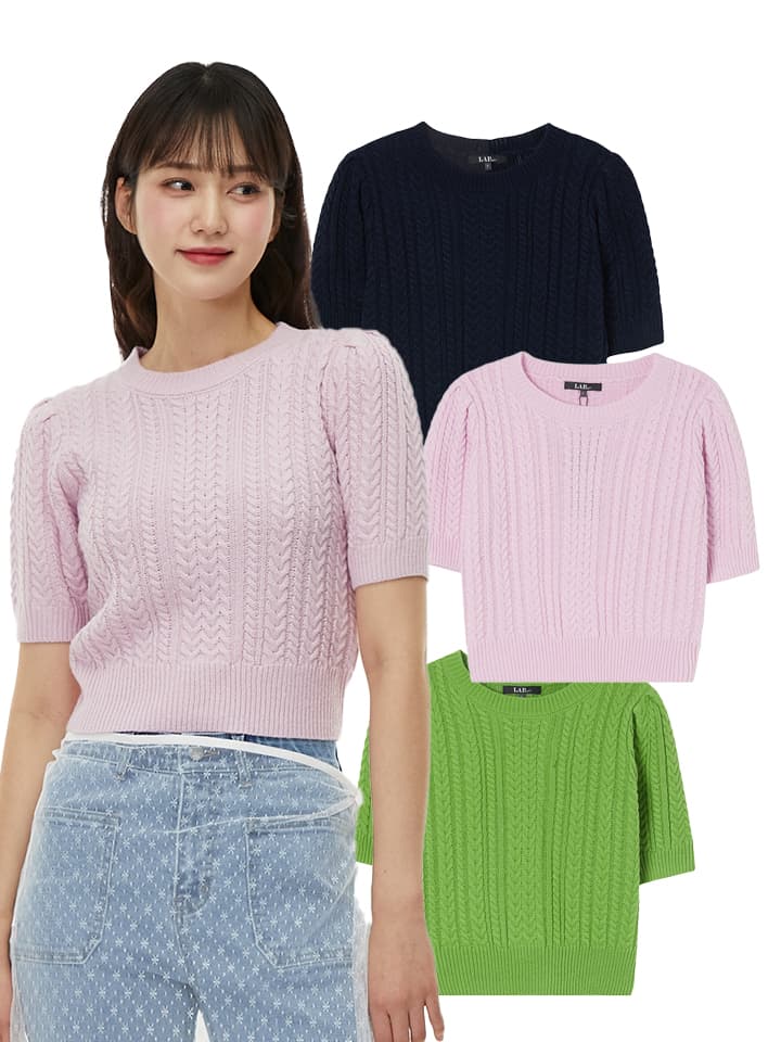 꽈배기 퍼프 반팔니트 AQ1KH282