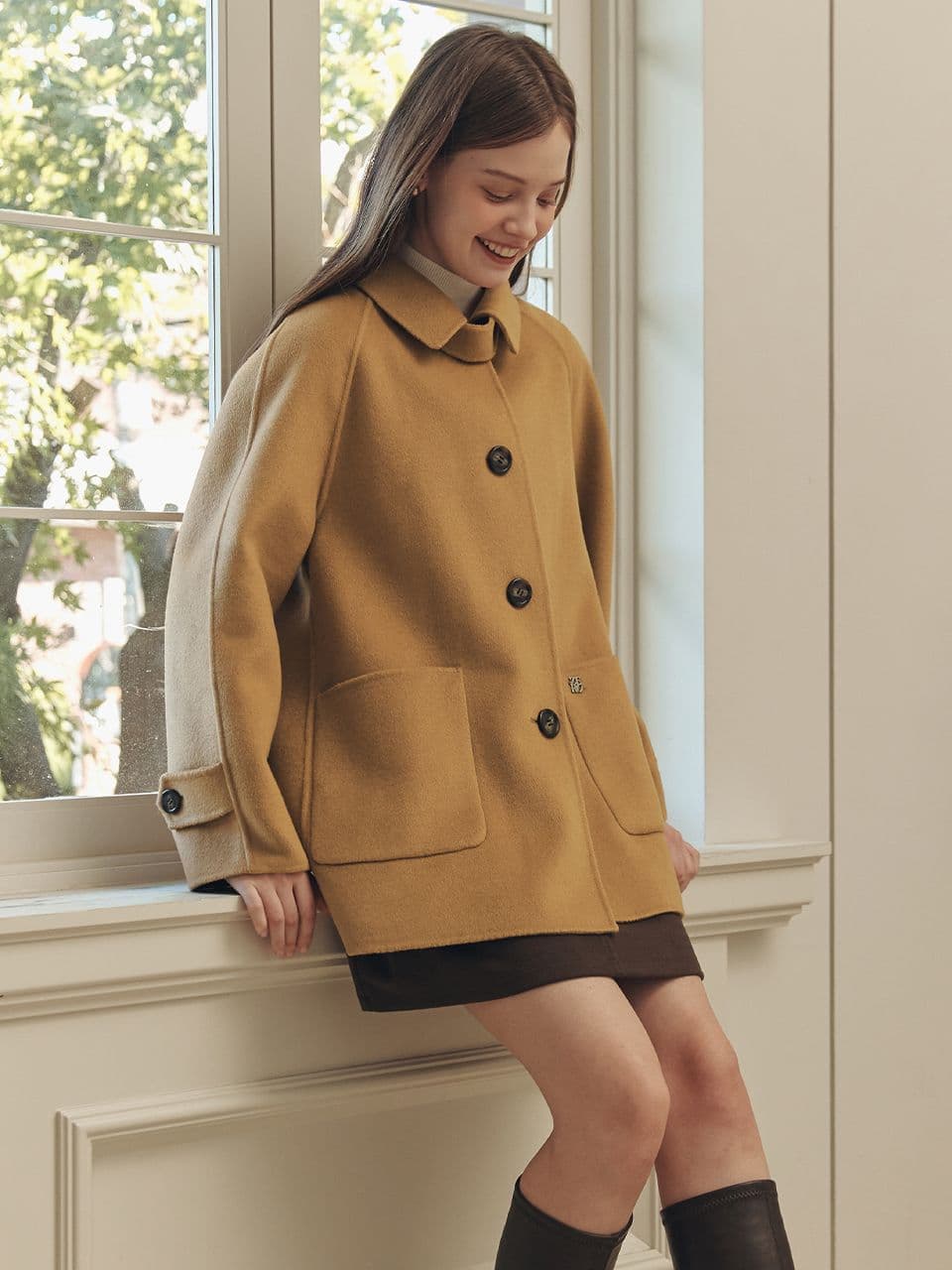 핸드메이드 에이라인 울 하프 코트 HAND MADE A LINE WOOL HALF COAT / CAMEL