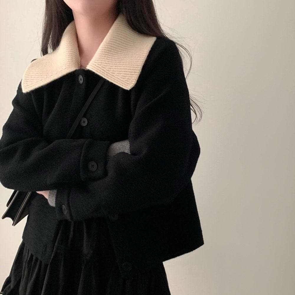 귀여움 조절가능,카라 2가지 스타일링 루즈핏 숏코트 자켓