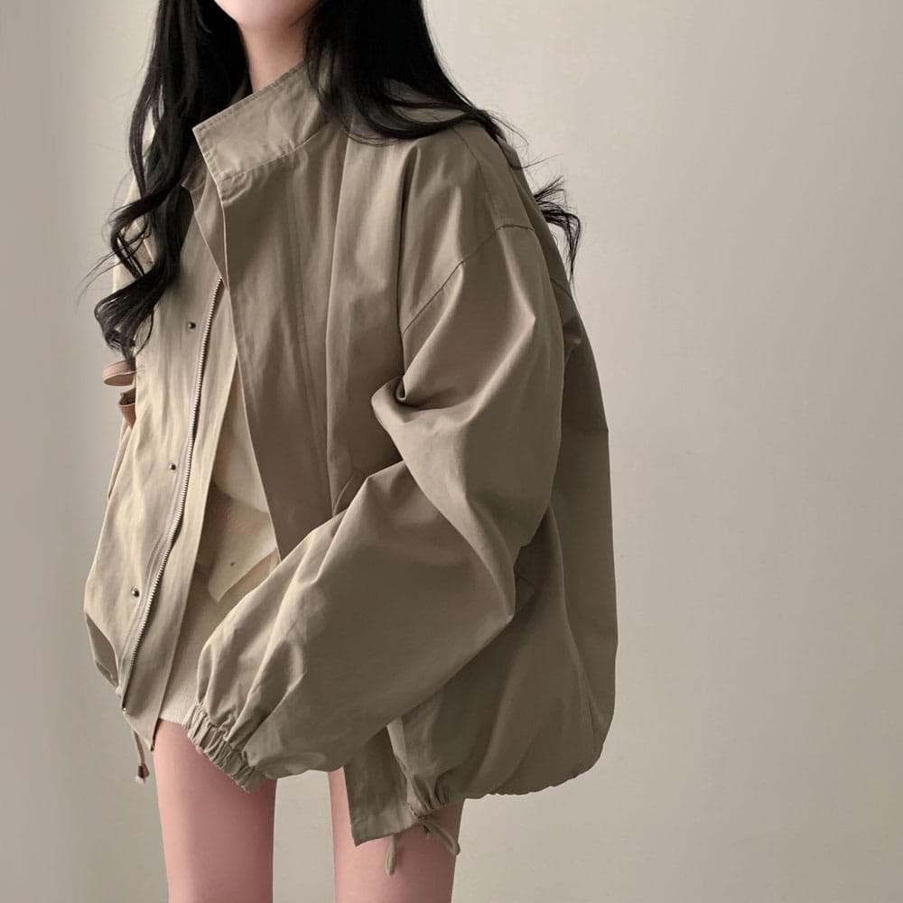 이브니 탄탄 오버핏 스트링 코튼 야상 남녀공용 점퍼 자켓