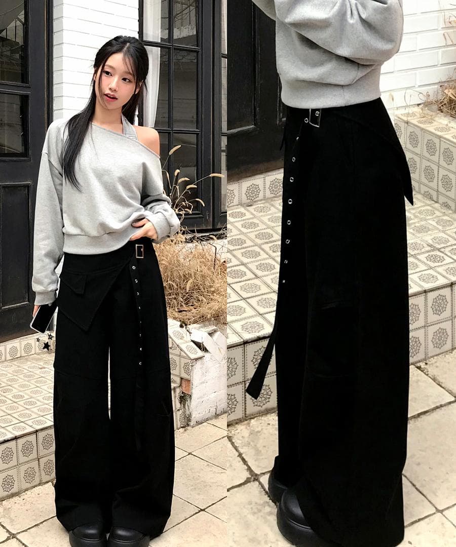 키키 아일렛 코튼 랩스커트 팬츠 (2color)