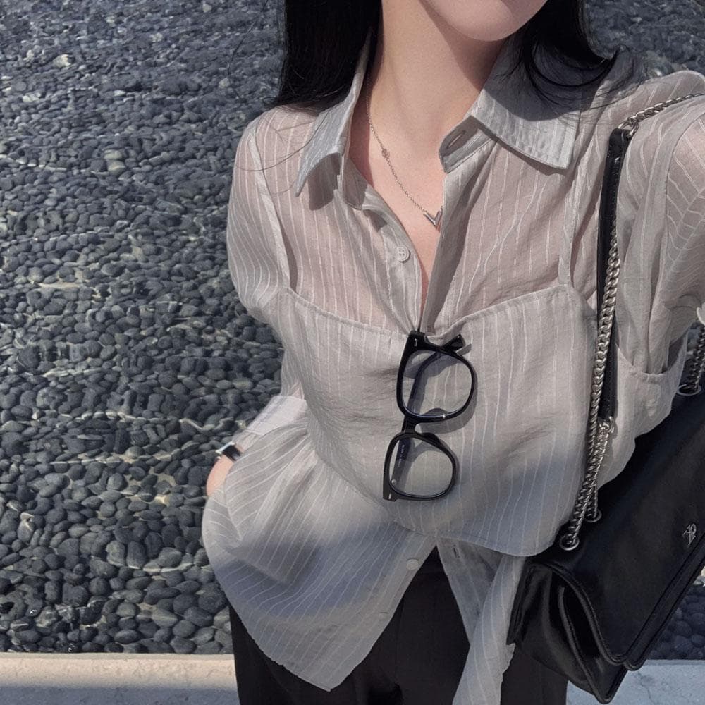 옷장에 하나쯤은,노팅힐 루즈핏 셔츠 블라우스 + 나시 뷔스티에 투피스 세트