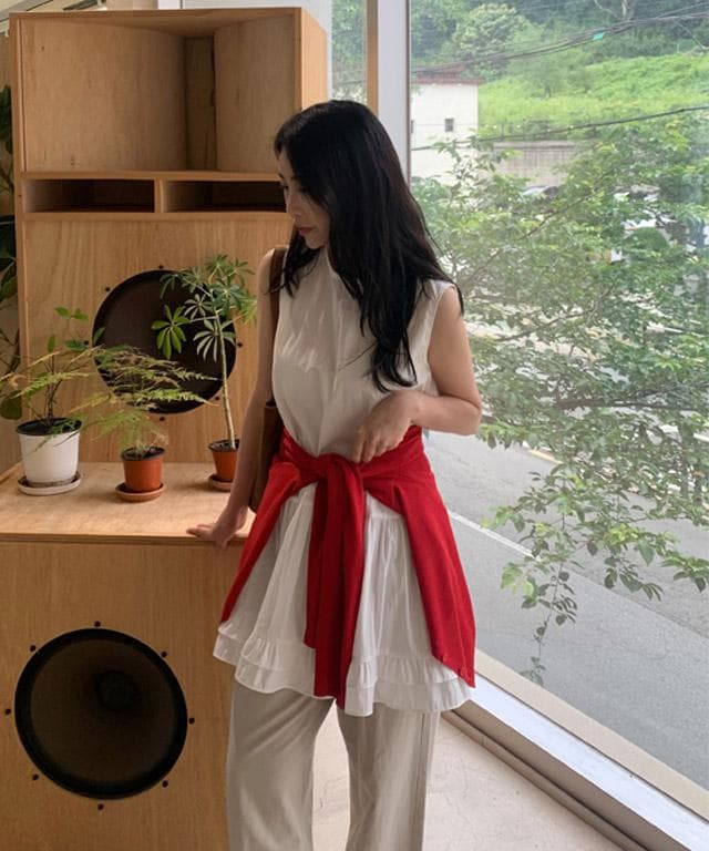 메이 레이어드 캉캉 나시 민소매 A라인 원피스 2color 투영