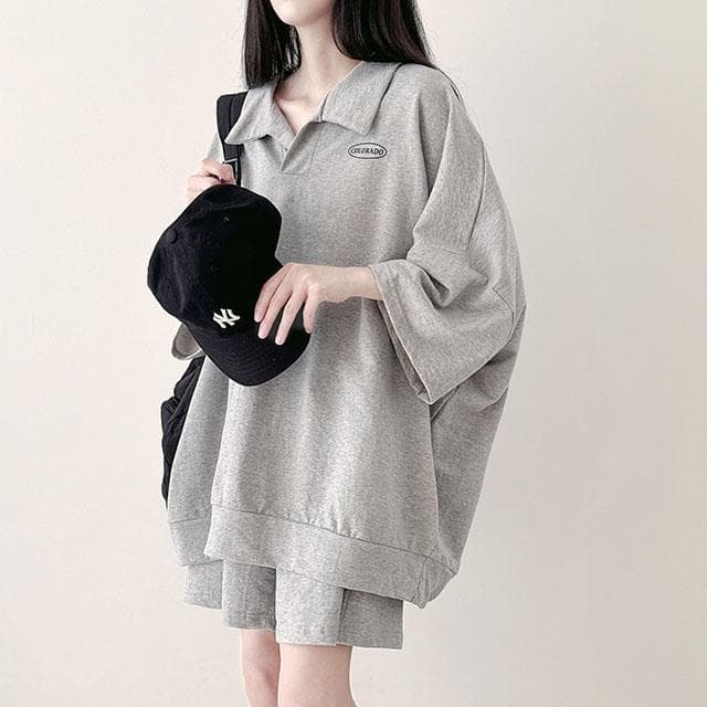 콜로라도 카라 오버핏 반팔 반바지 트레이닝세트 (3color)_스윗라떼