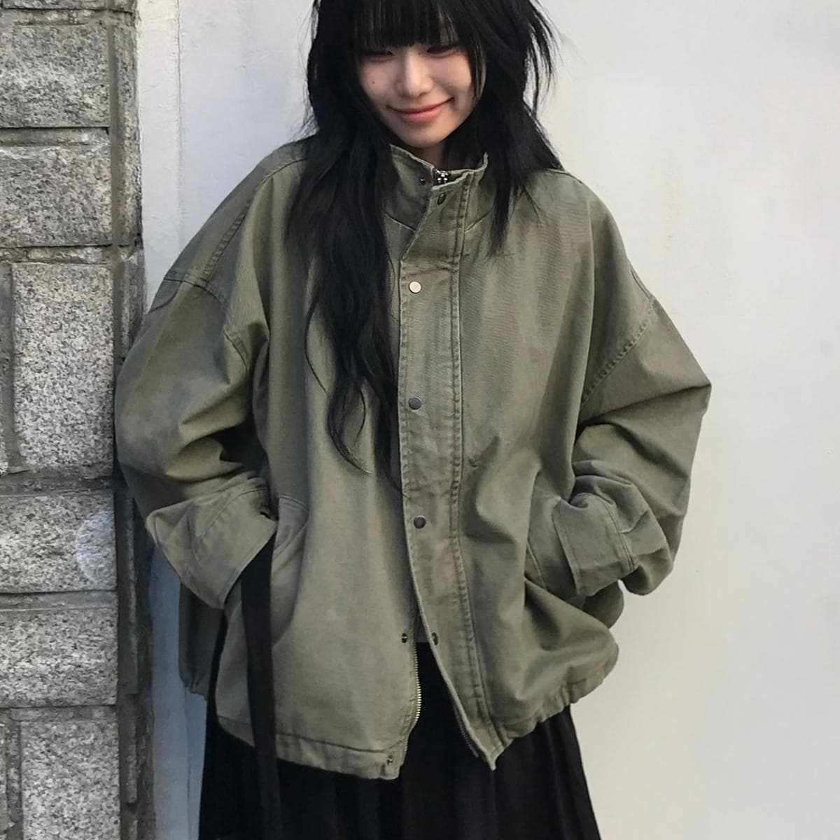브릭 빈티지 하이넥 루즈핏 야상 자켓,점퍼 - 3color