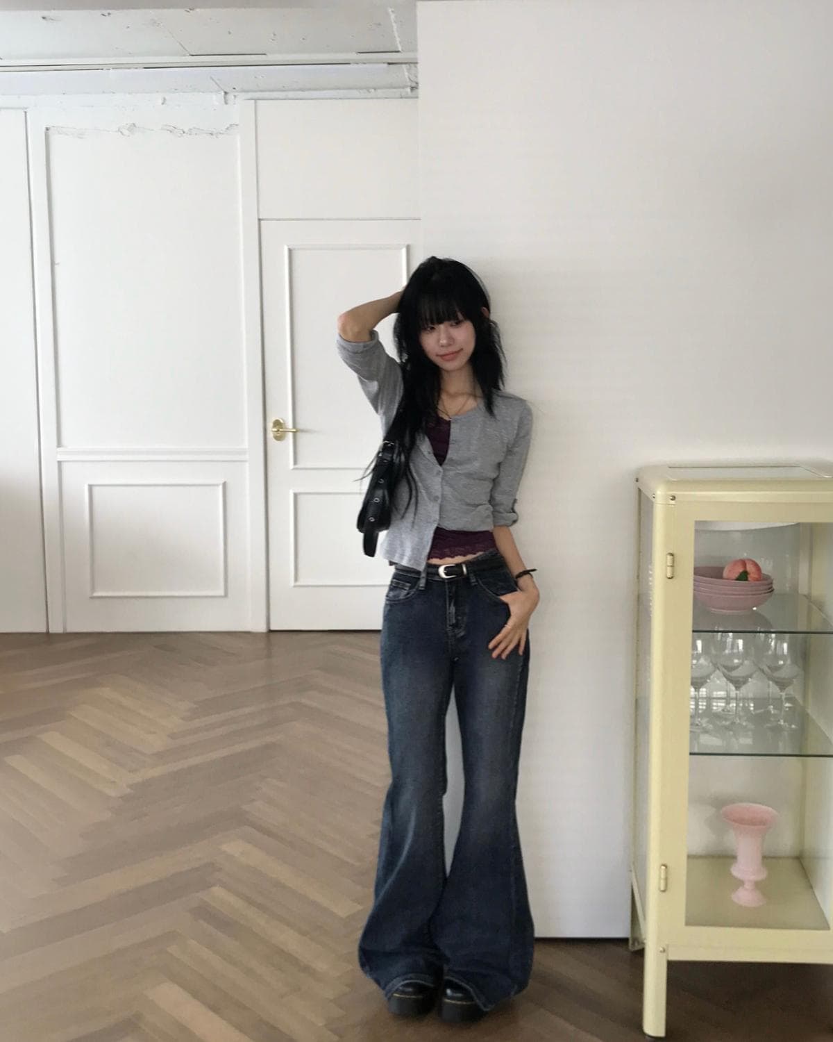 워싱 데님 세미 로우 부츠컷 롱팬츠 - 3color