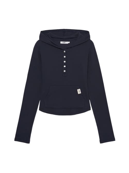 G FINE BUTTON HOODIE (NAVY)
