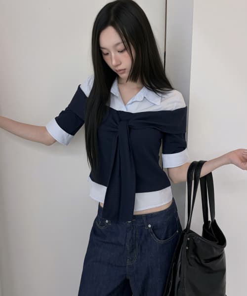 다이마루 배색 레이어드 셔츠_MIWYAG608B MIWYAG91QG