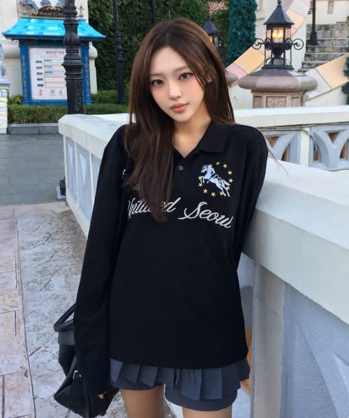 언타이틀 크레스트 폴로 롱슬리브 블랙