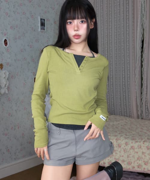 [아네딘X유희] ESSENTIAL HALTER NECK LONG SLEEVE_OLIVE