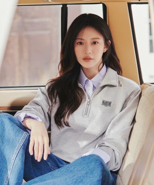 SMALL CLASSIC LOGO HALF ZIPUP SWEATSHIRT heather gray
