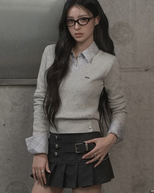 Signature V-neck Knit (melange)