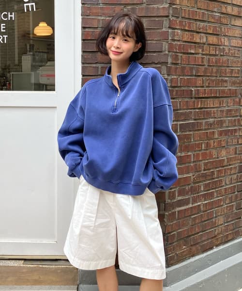 (woman) 스웻 크롭 반집업_5Color