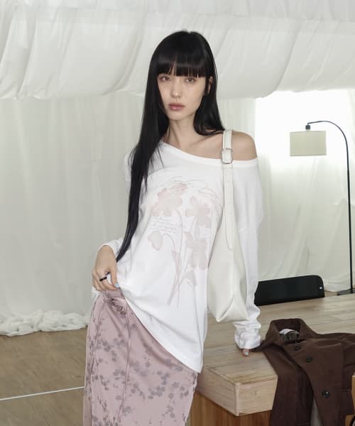 플라워 프린팅 원숄더 롱슬리브_빈티지플라워