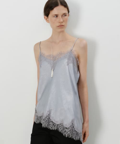 Diagonal lace sleeveless_3colors