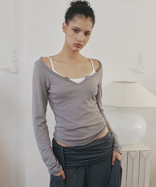 Sabine Basic Long Sleeve Top (Vintage Grey)