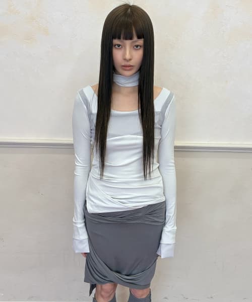 Layered Sculpted Long Sleeve (FL-196_Cloud White)