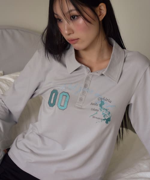 NOT YOUR ANGEL POLO LONG SLEEVE GRAY