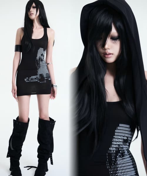 TWIN GIRL TANK DRESS(BLACK)