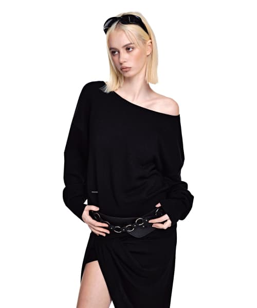 [니들 콜라보]2-Way Boat Neck Knit [BLACK]_SEWKT017BLACK