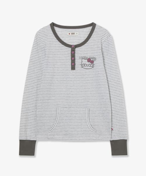 HELLO KITTY STRIPE TEE [GREY]