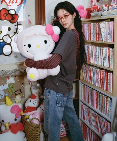 HELLO KITTY LAYERED HOODIE [PURPLE]
