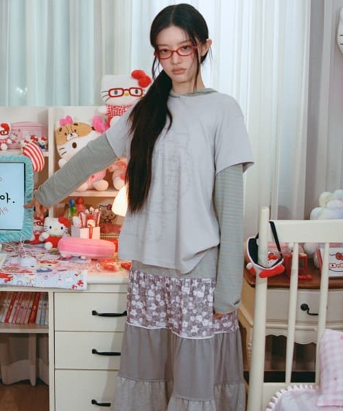 HELLO KITTY LAYERED HOODIE [MINT]