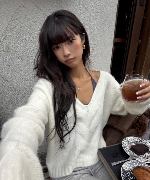 TWIST DEEP V KNIT (IVORY)