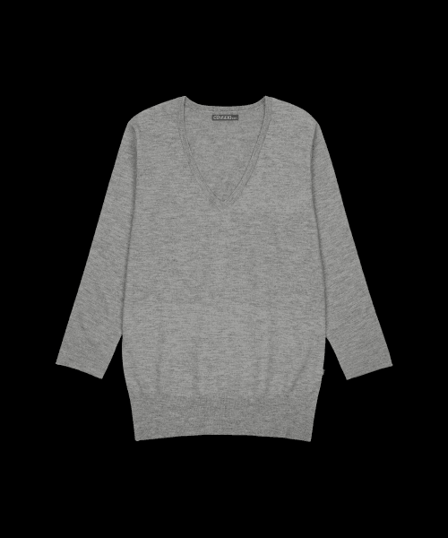 038 V-NECK KNIT ONE PIECE MELANGE GREY