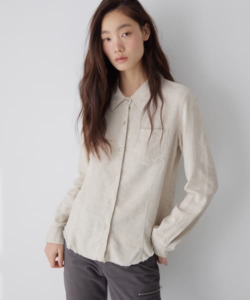 Raw-Cut Washed Shirt Oatmeal