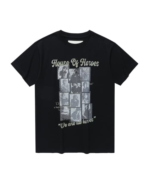 [더바이닐하우스 X 엑디즈] HOUSE OF HERO TEE BLACK