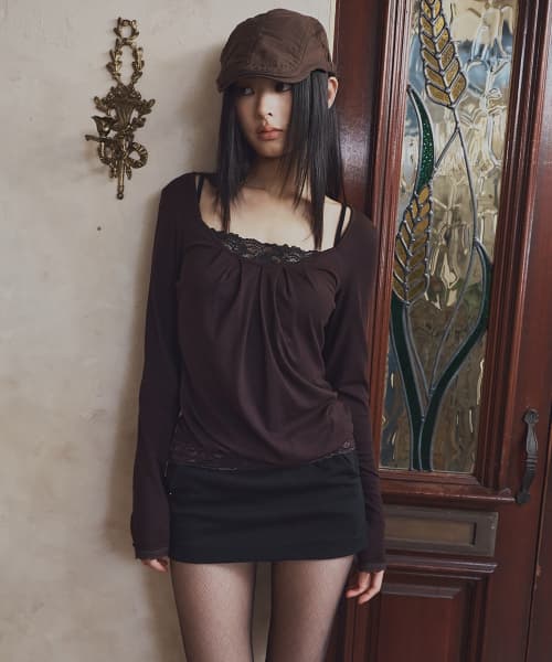 Rosalie Shirring Long Sleeve Top (Plum)
