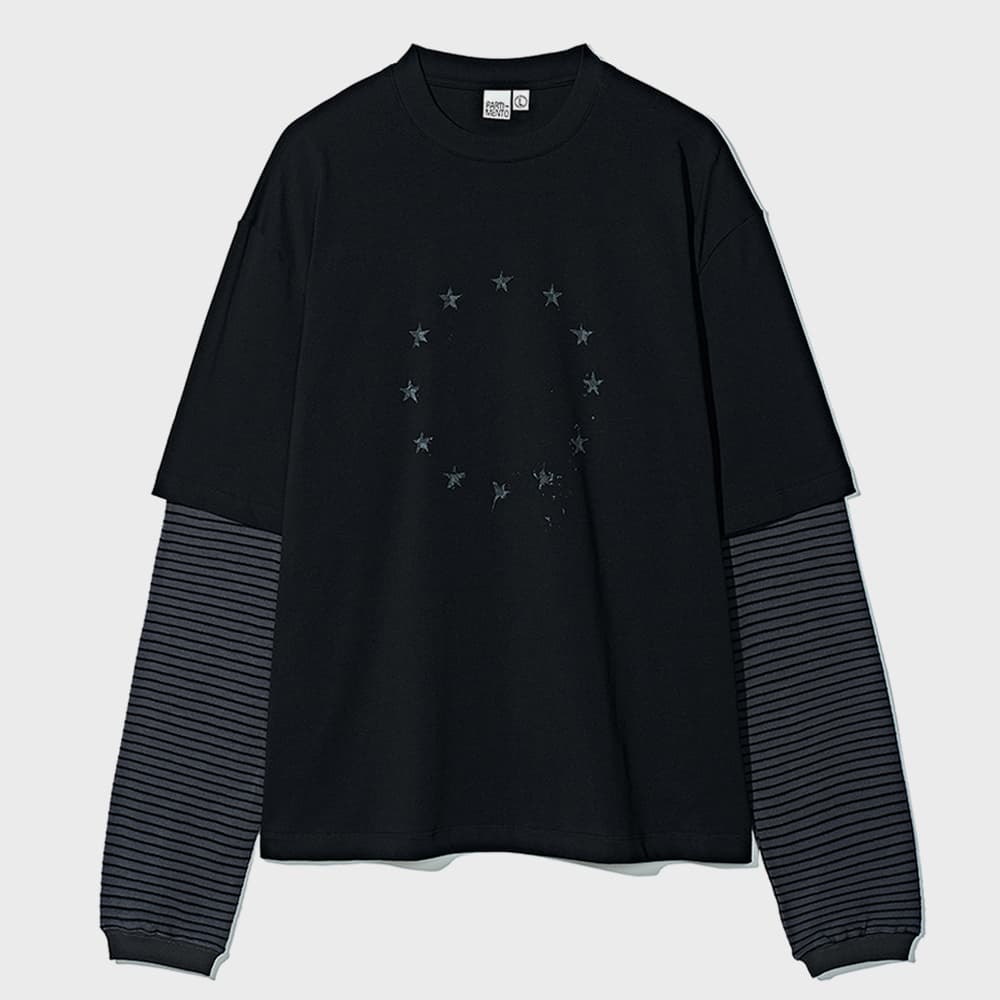 Circle Star Layered Long Sleeve Black