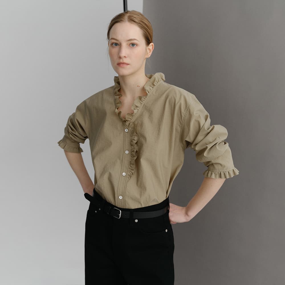COVE RUFFLE SHIRT (OLIVE)
