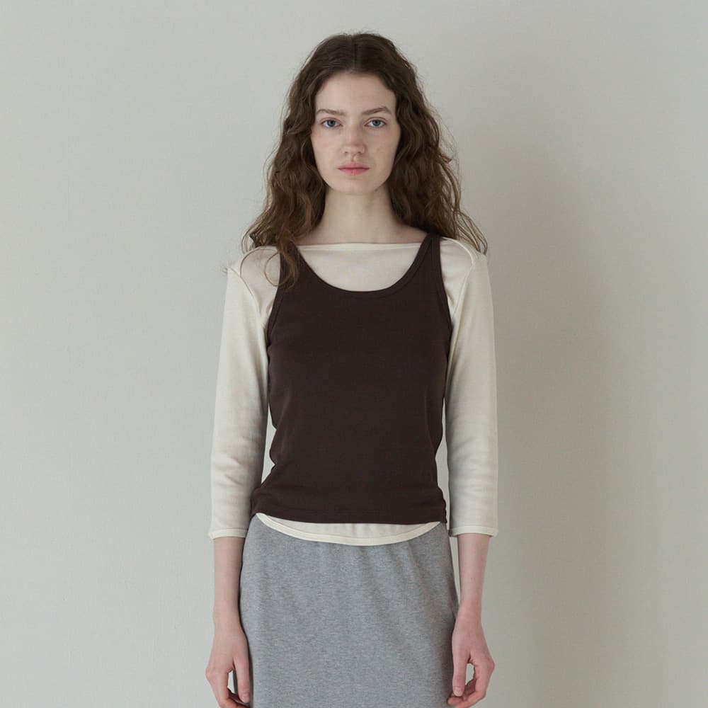 50s EMBROIDERED SLEEVELESS T-SHIRT_BROWN