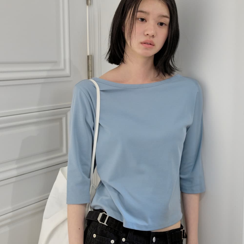 Lc BACK SCOOP 3/4 TEE_VINTAGE BLUE [LC263TS19B1]