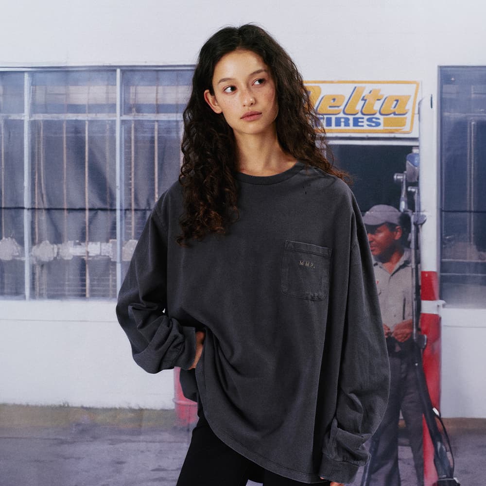 [선발매] DUST WASHED OVER FIT TEE_PURPLE CHARCOAL