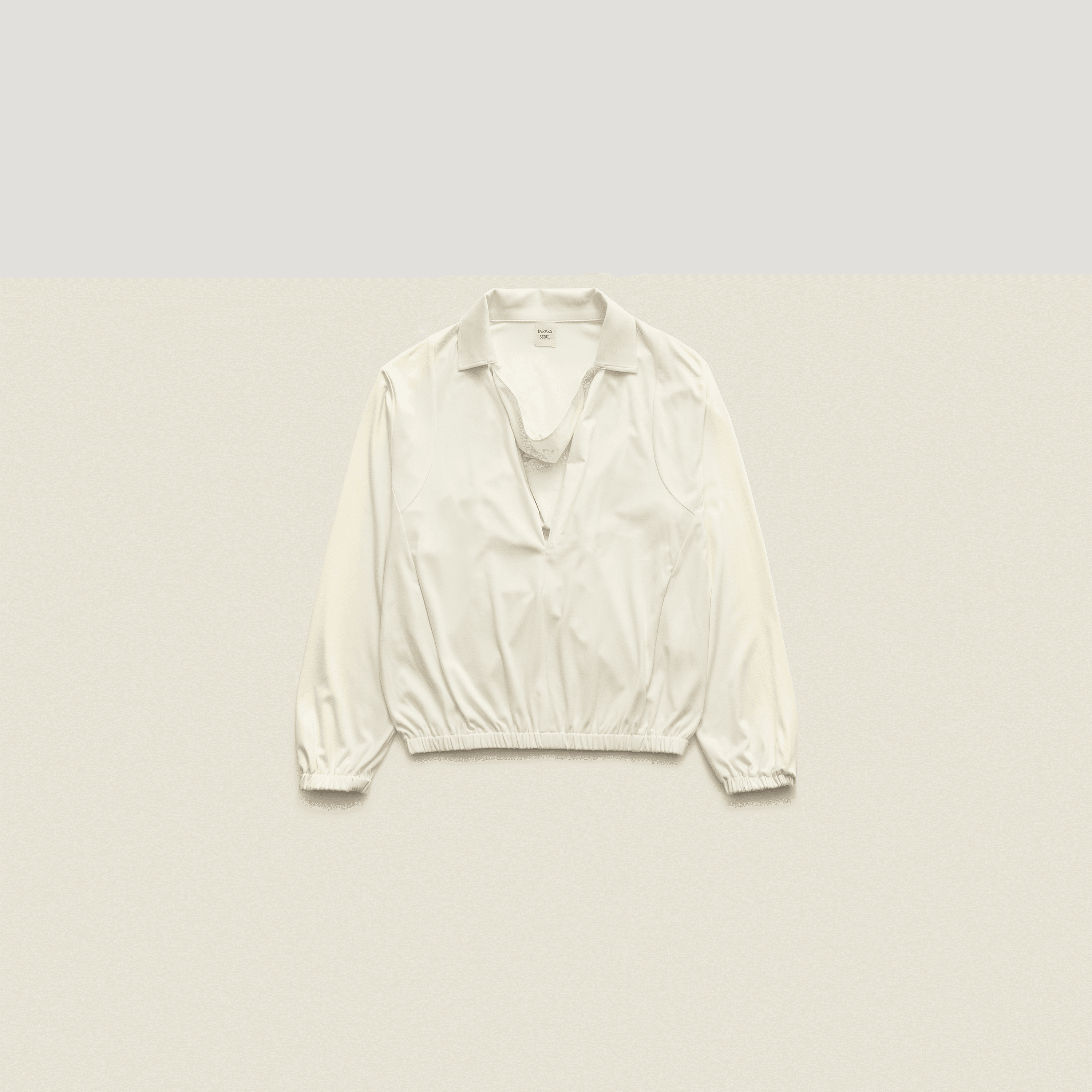 [2nd reorder 9/1 PM22:23 open] ORVE HALF DRAPED-COLLAR JERSEY TOP_IVORY