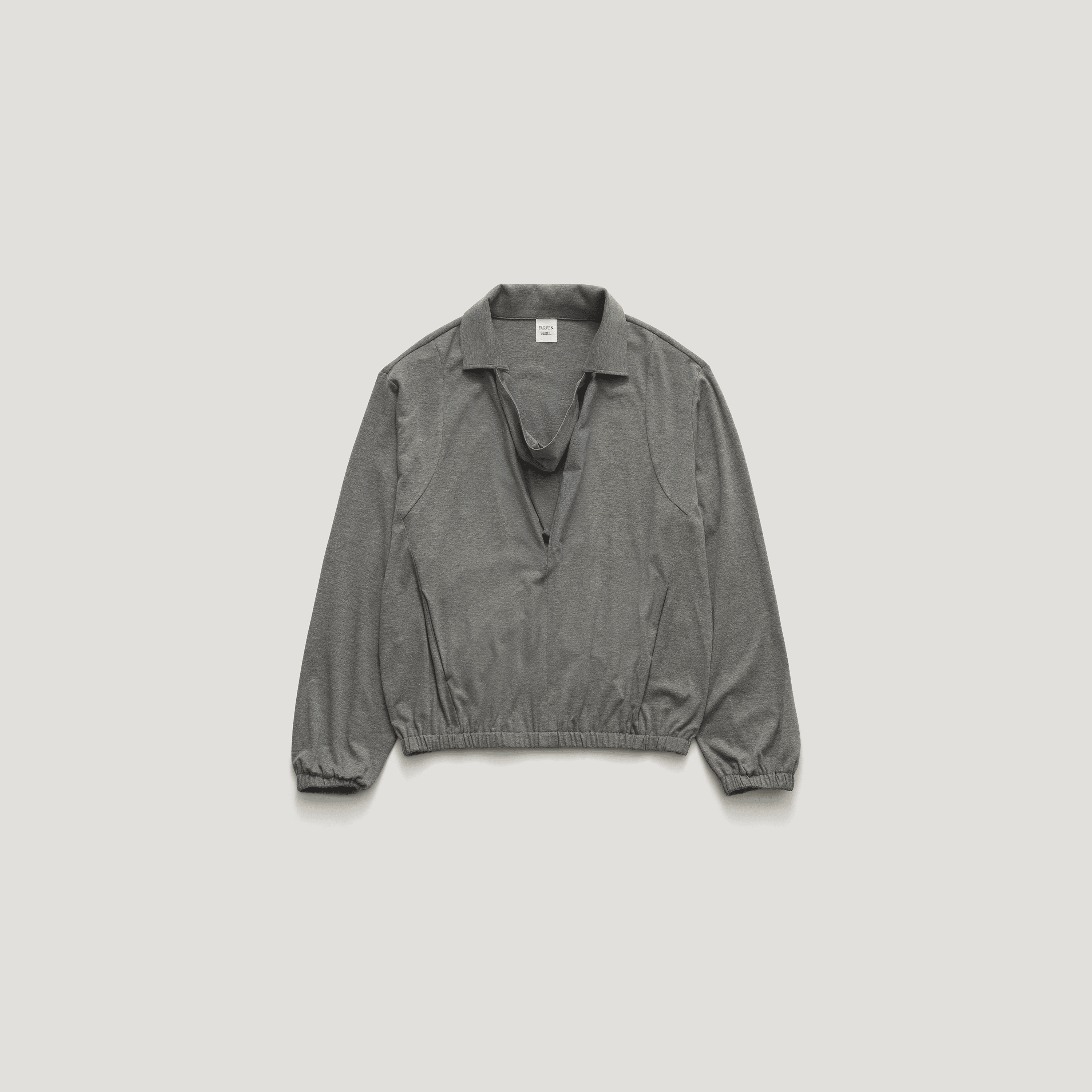 [5th reorder 9/2 AM11:18 open] ORVE HALF DRAPED-COLLAR JERSEY TOP_GREY