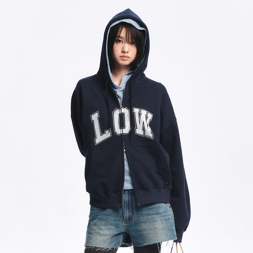 LOW SOFT SWEAT ZIP-UP HOODIE_NAVY [LC267TS12NV]