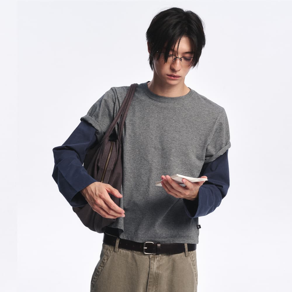 Lc LAYERED TEE_CHARCOAL MELANGE [LC263TS04MC]