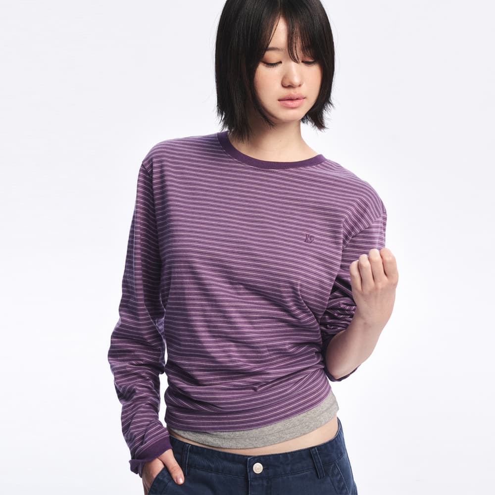 STRIPED REGULAR-FIT TEE_PURPLE [LC267TS09PP]
