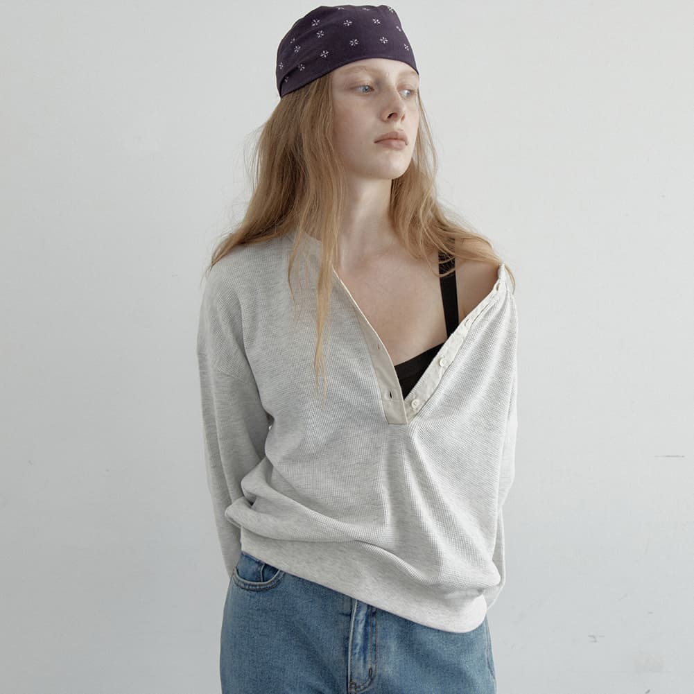 [2차] Waffle Half-Open Sweatshirt (Oatmeal)