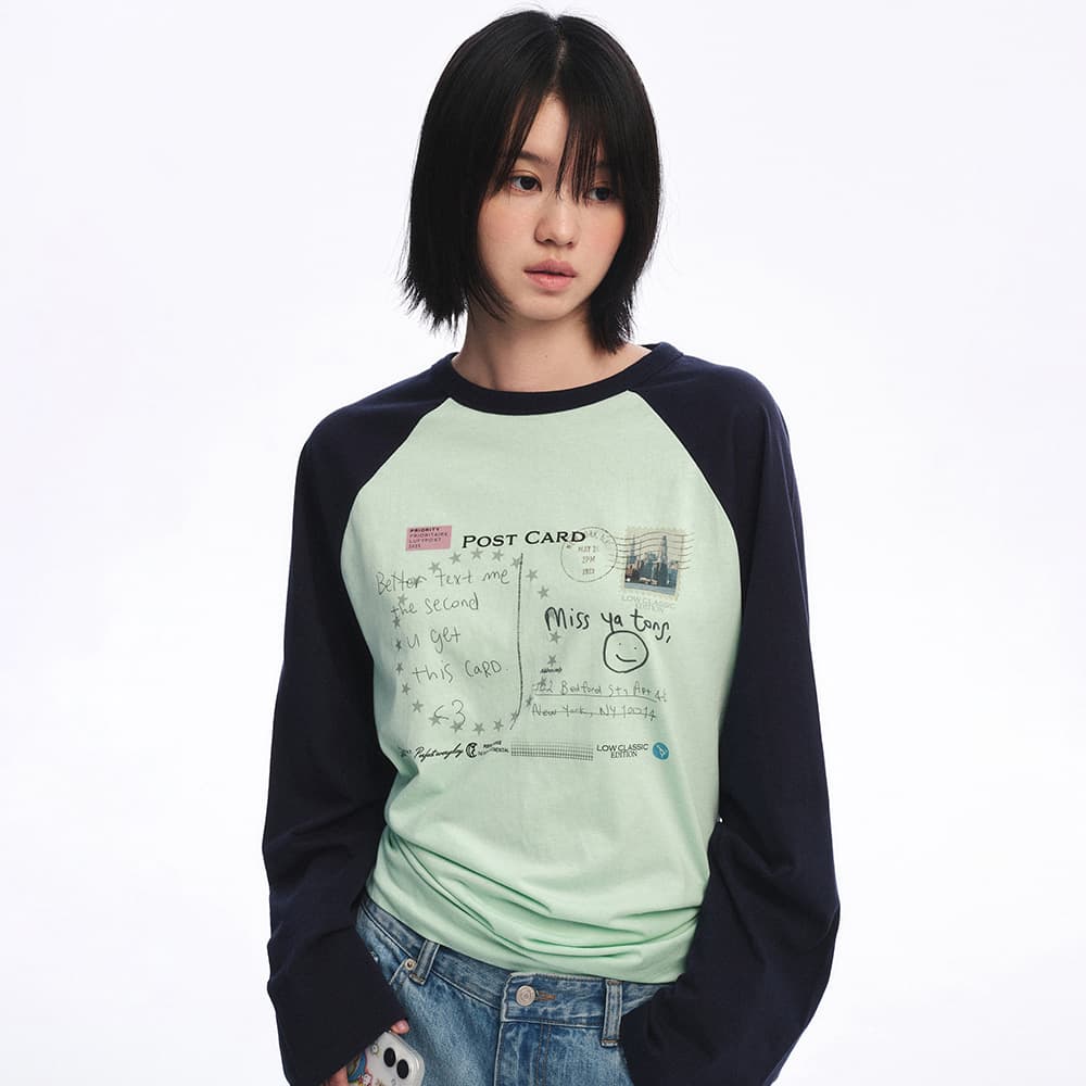 POSTCARD RAGLAN TEE_MINT [LC263TS12MT]