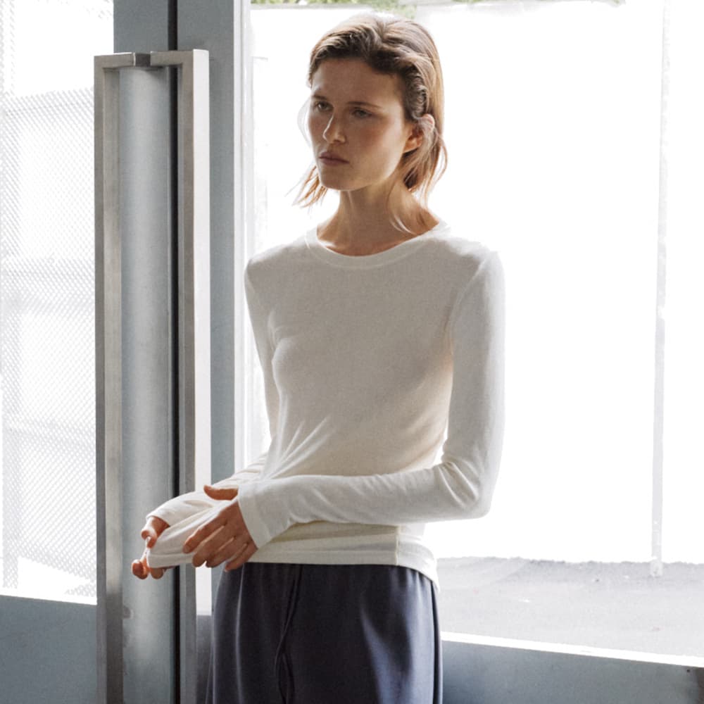 [14차]Wool tencel round Tee (Ivory)