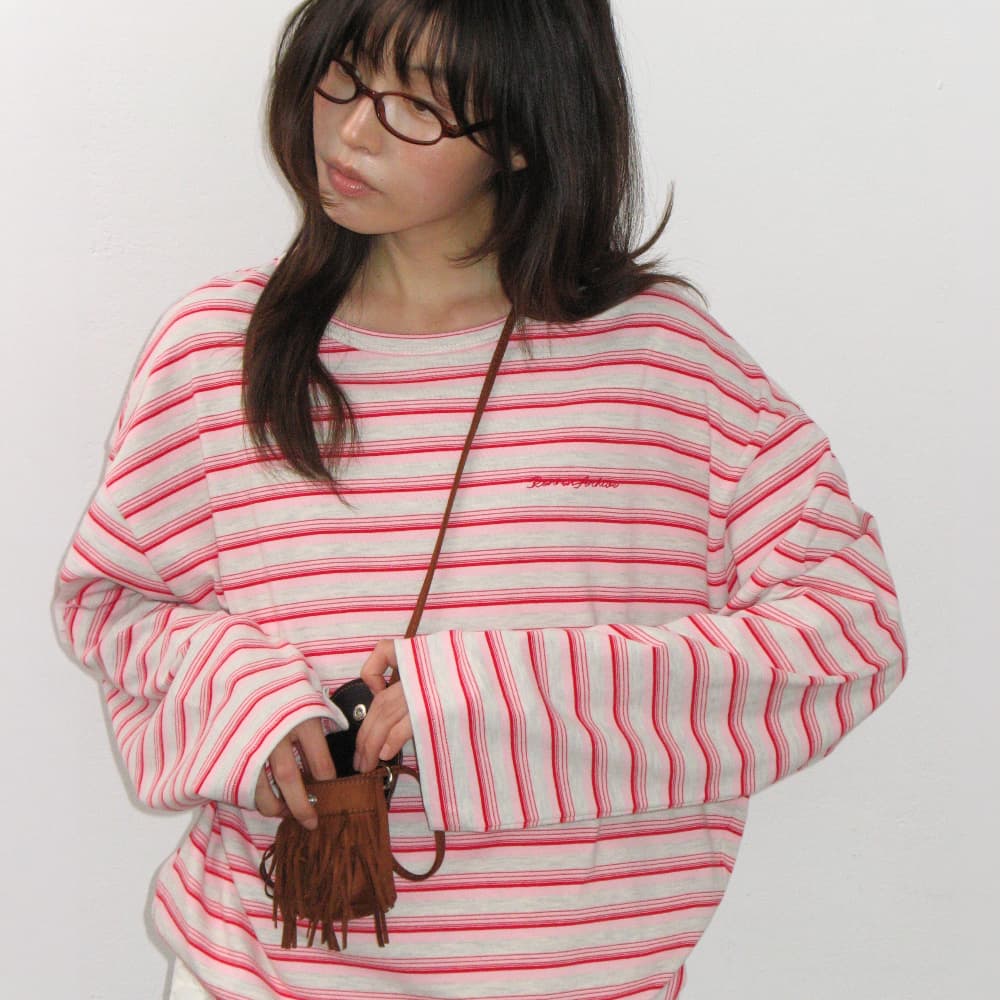 STRIPE LETTERING LONG SLEEVE PINK