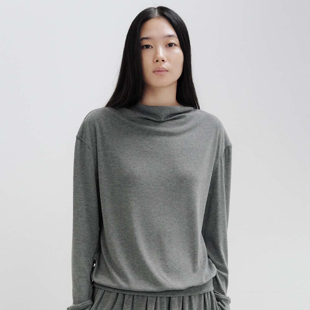 [2차 10/16 예약배송] Loose Mock Neck Tee (Charcoal)