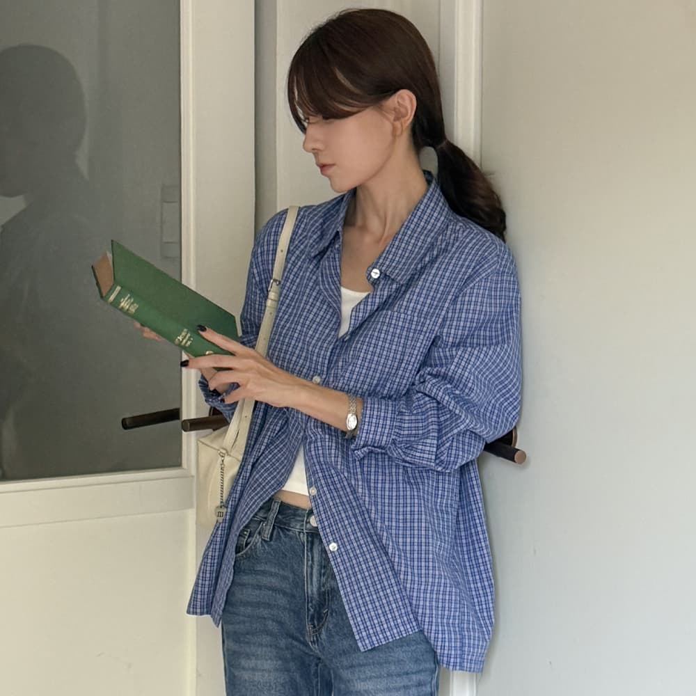 [29EDITION X 알로하]Mellow Check Shirt_DUSTY BLUE