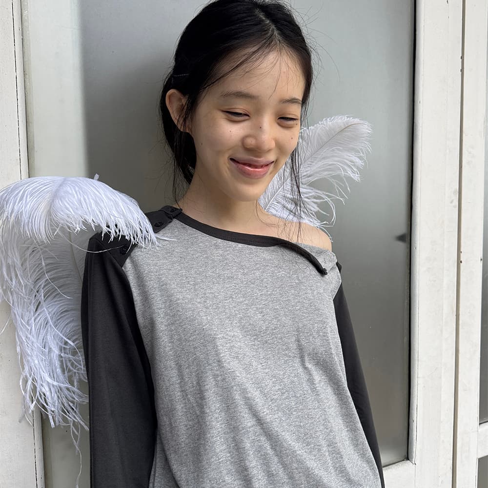 BUTTON RAGLAN T-SHIRT MOON
