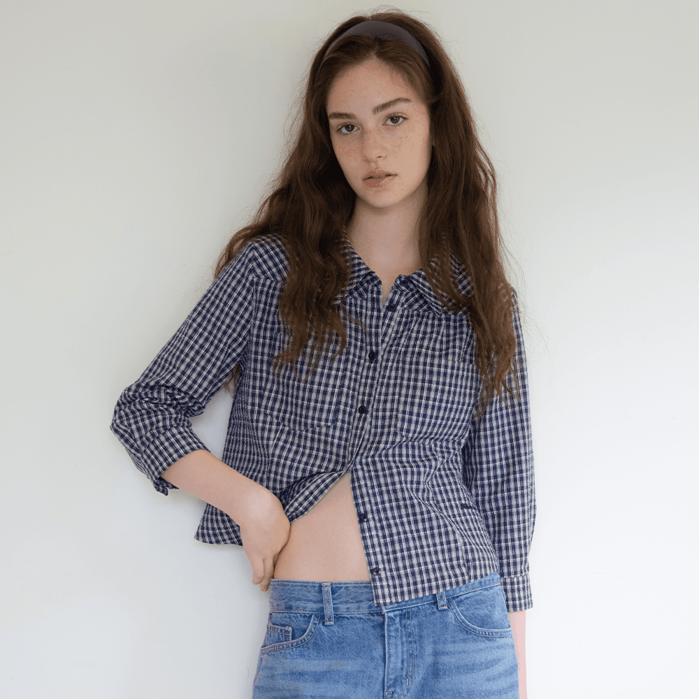 compact shirts (navy check)
